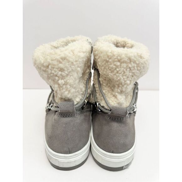 Blondo Winter Boot Size 9.5 Waterproof Gray Cream Suede Shearling Upper Lace Up - Picture 7 of 11
